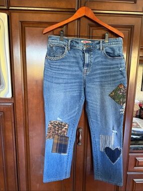 Johnny Was Denim Patchwork Boyfriend  cropped Jeans